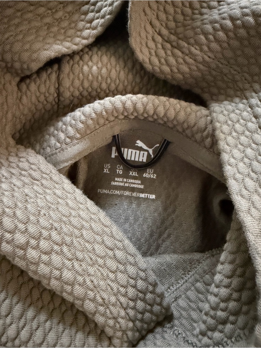 Puma Men's Crewneck Quilted Sweater in Light Taupe